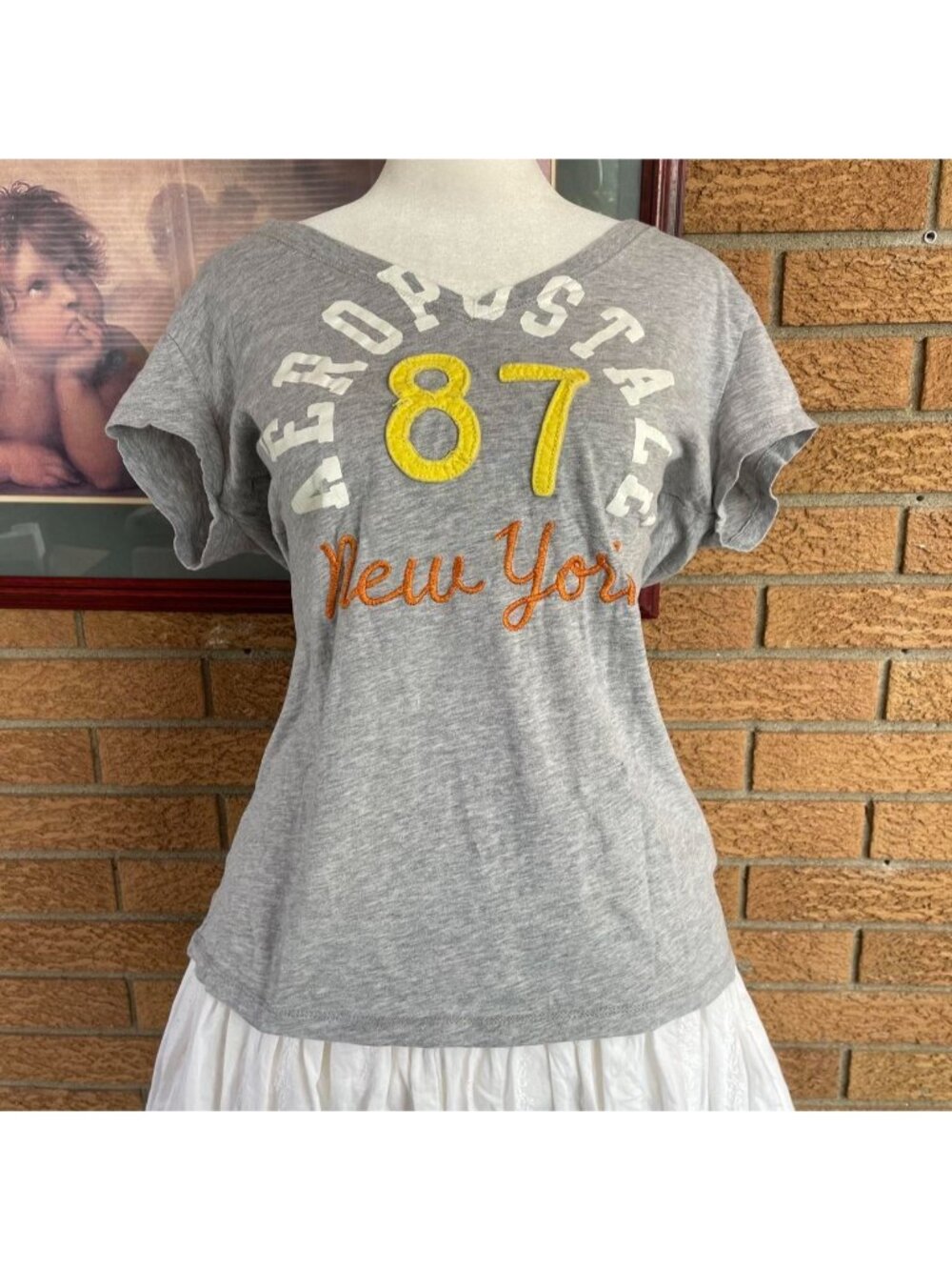 Aeropostale gray cotton baby tee with embroidered logo